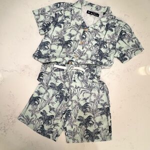 Ben Sherman Kids Tropical Print Set - Green and Black